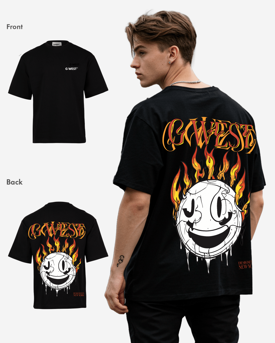 G West Fire Smile Life Style Oversized Tee Mens - G West