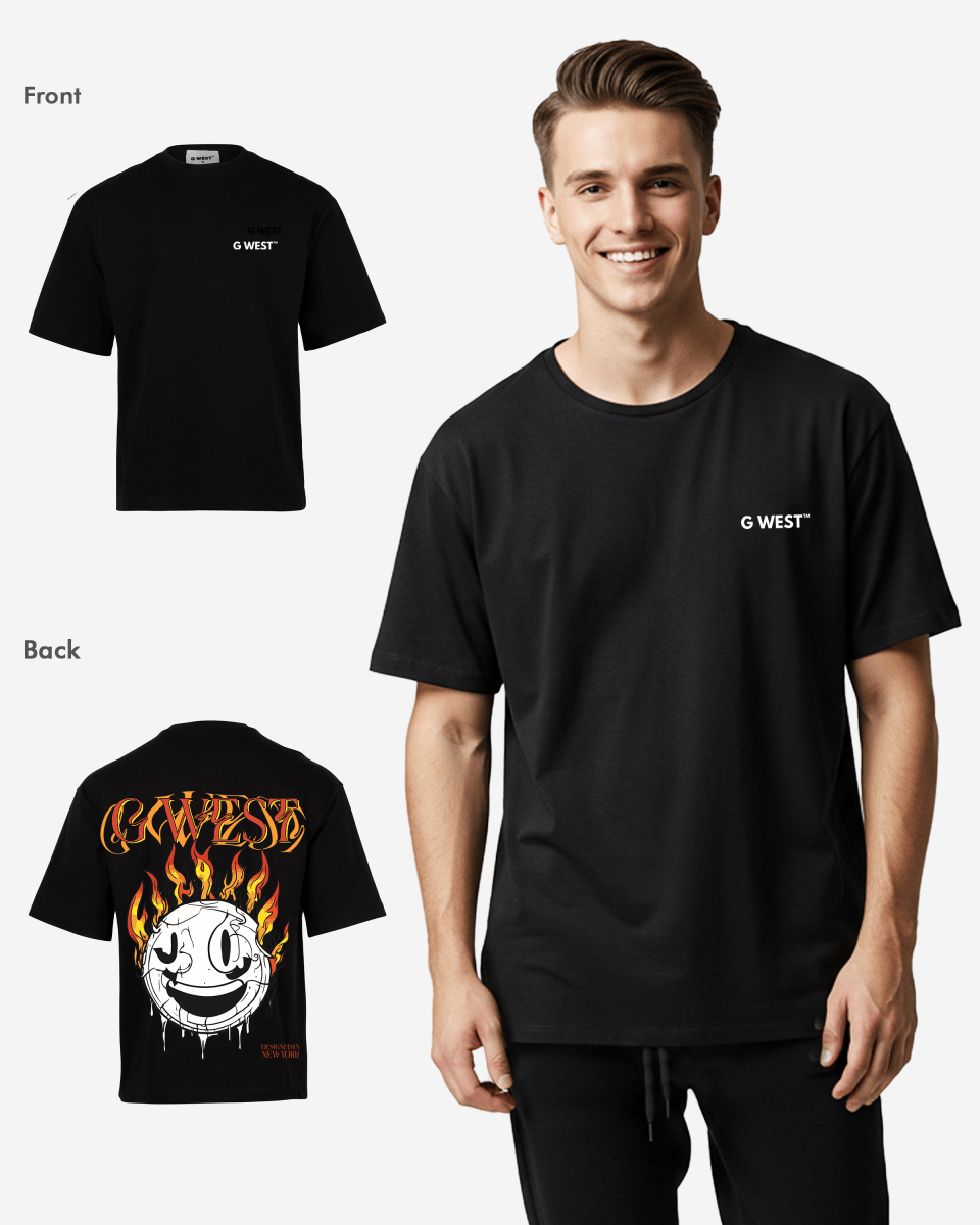 G West Fire Smile Life Style Oversized Tee Mens - G West