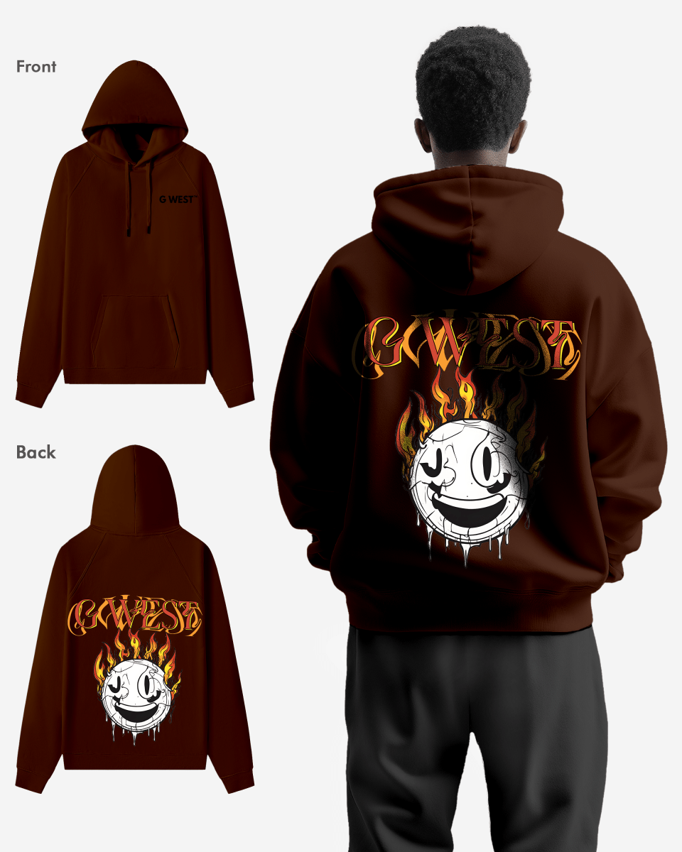 G West Fire Smile Oversize Hoodie Mens Style - G West