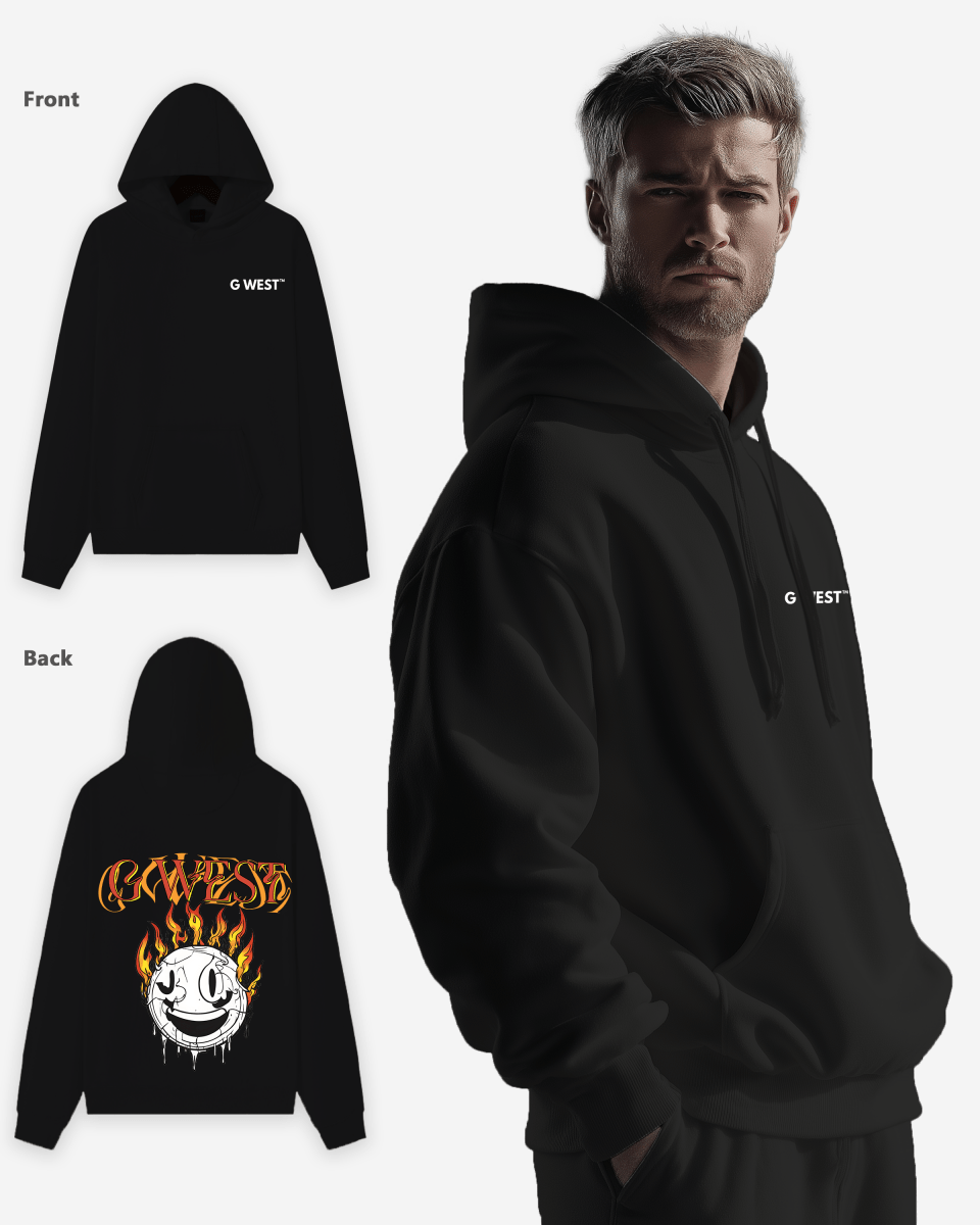 G West Fire Smile Oversize Hoodie Mens Style - G West