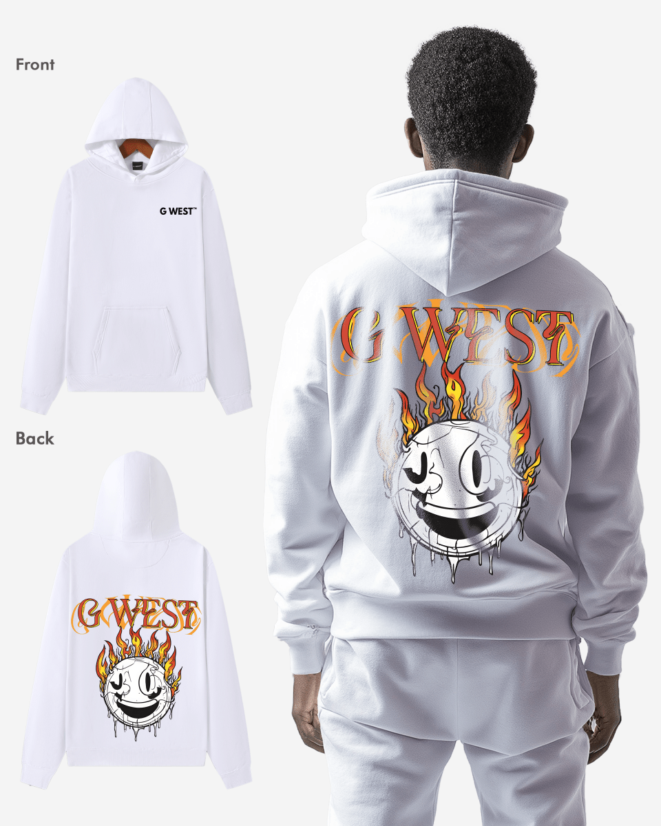 G West Fire Smile Oversize Hoodie Mens Style - G West