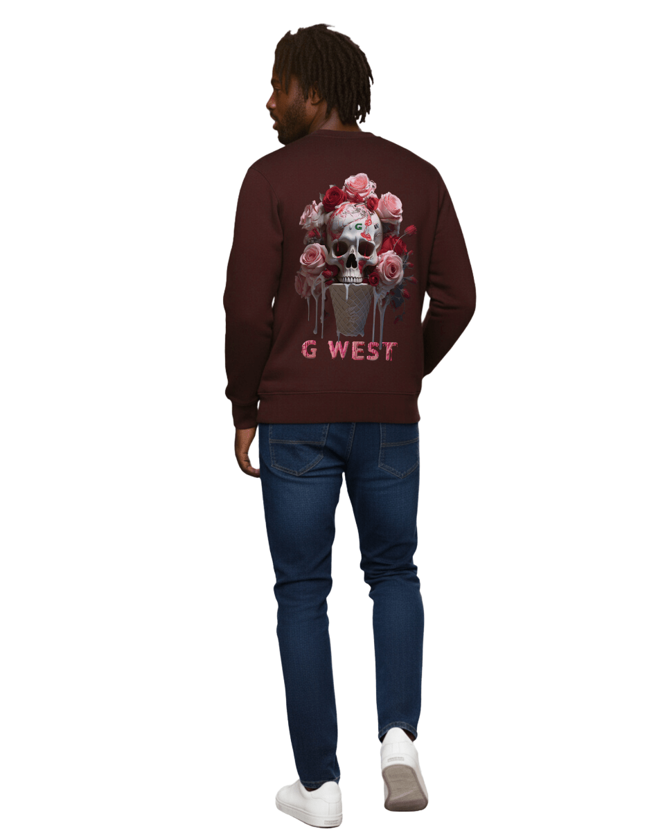 G - West G West Ice Cream Skull Fleece Crewneck Men's Invisible Zippers - G West