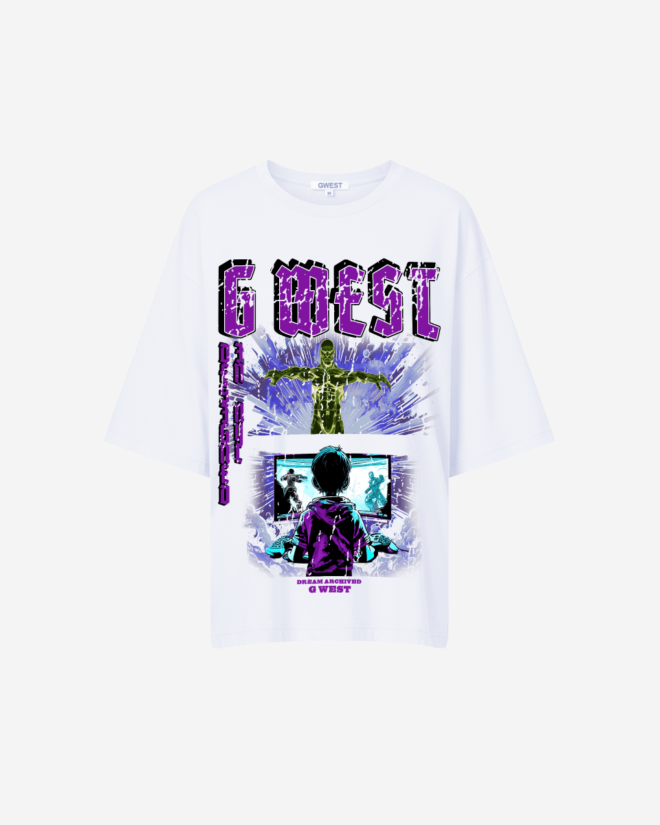 G West Game of G Baby Blue Black Oversized Tee - Women - G West