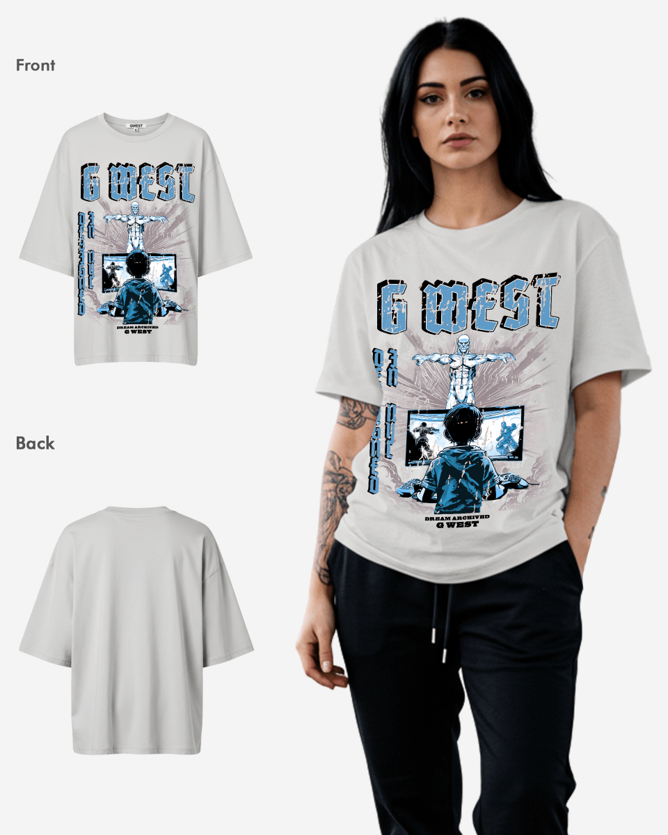 G West Game of G Baby Blue Black Oversized Tee - Women - G West