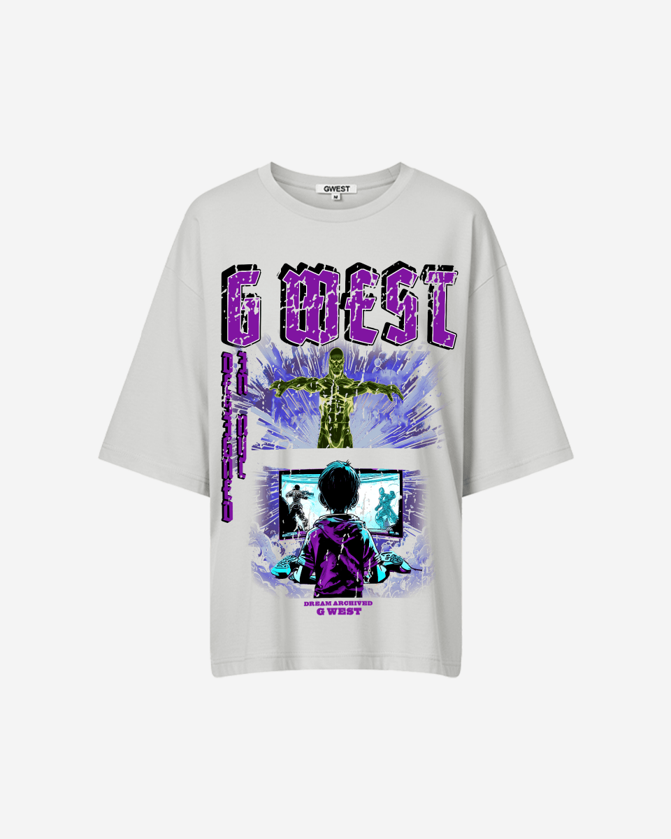 G West Game of G Baby Blue Black Oversized Tee - Women - G West