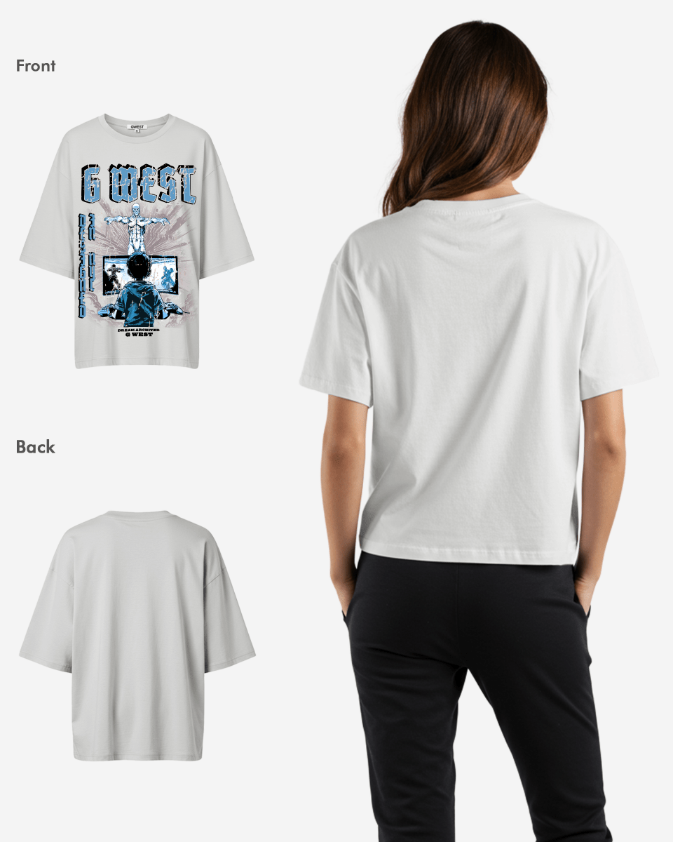 G West Game of G Baby Blue Black Oversized Tee - Women - G West