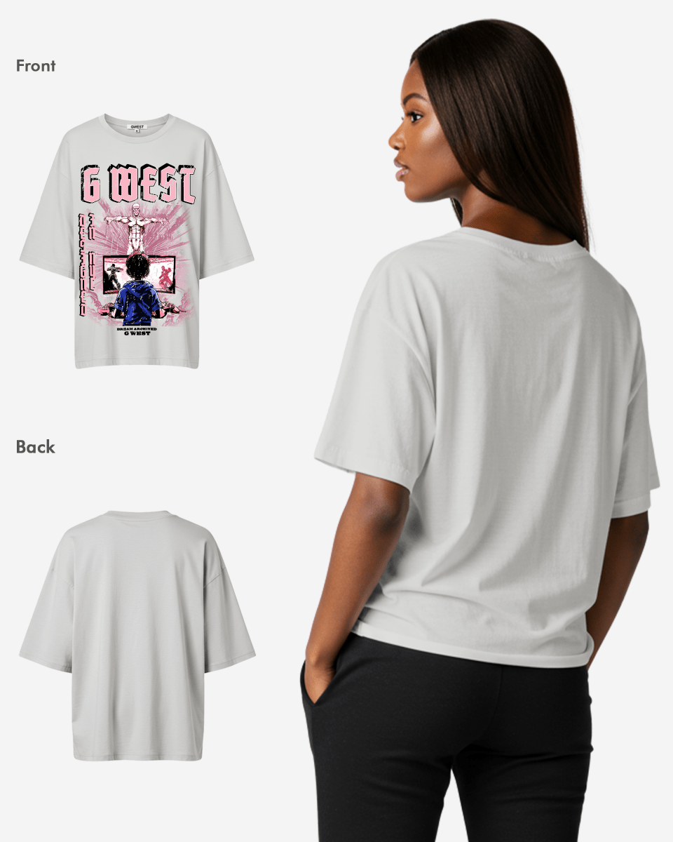 G West Game of G Baby Blue Black Oversized Tee - Women - G West