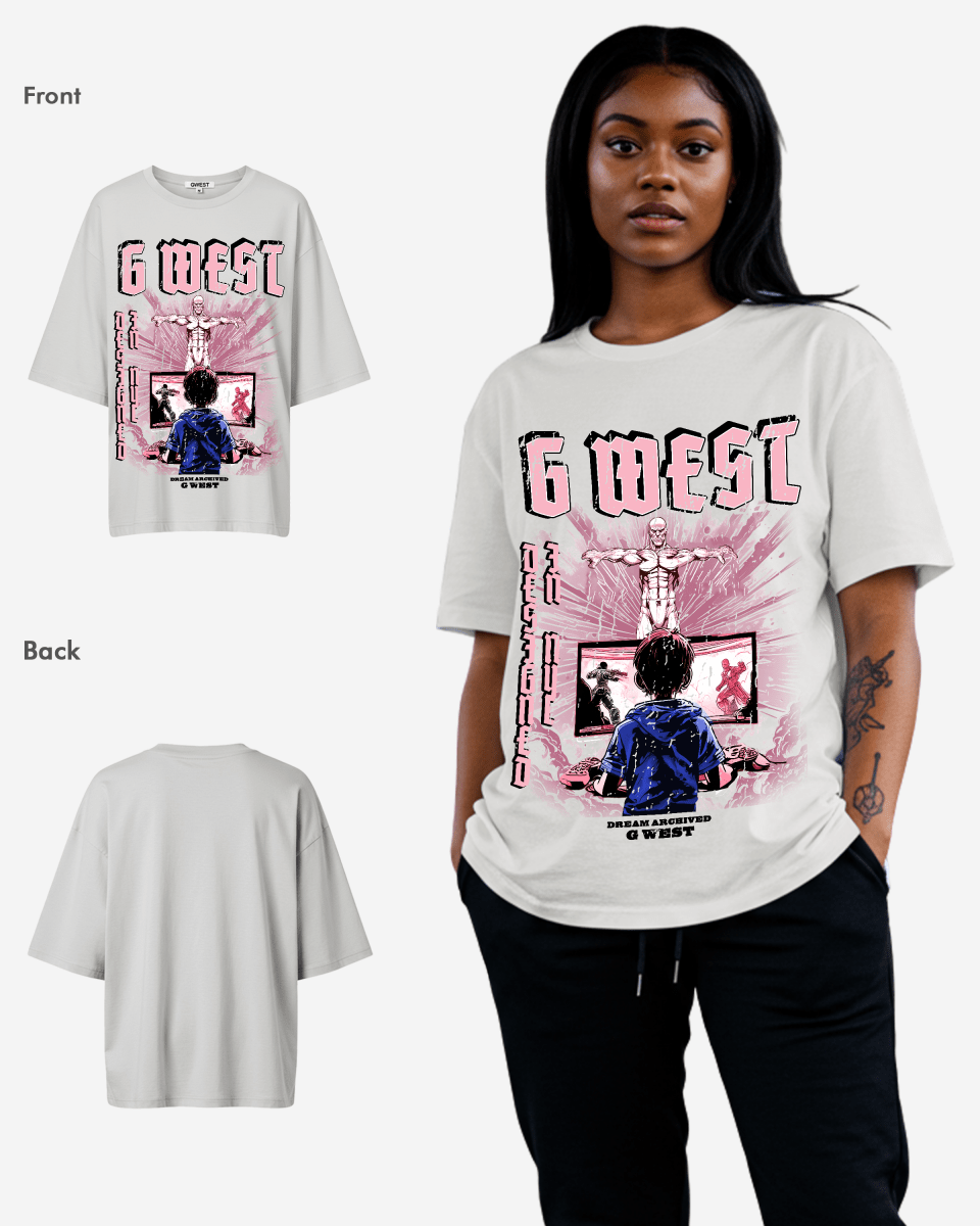 G West Game of G Baby Blue Black Oversized Tee - Women - G West
