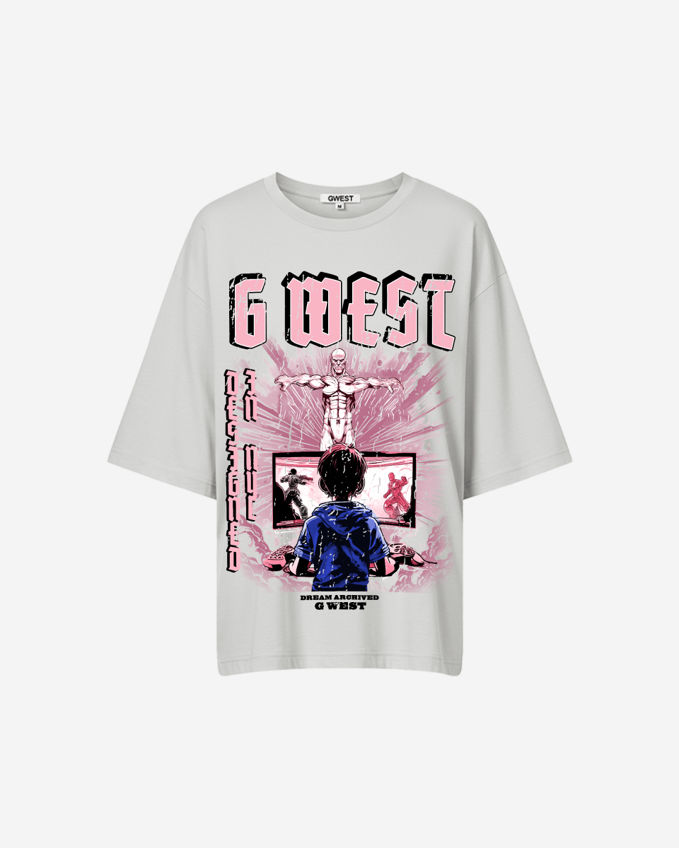 G West Game of G Baby Blue Black Oversized Tee - Women - G West