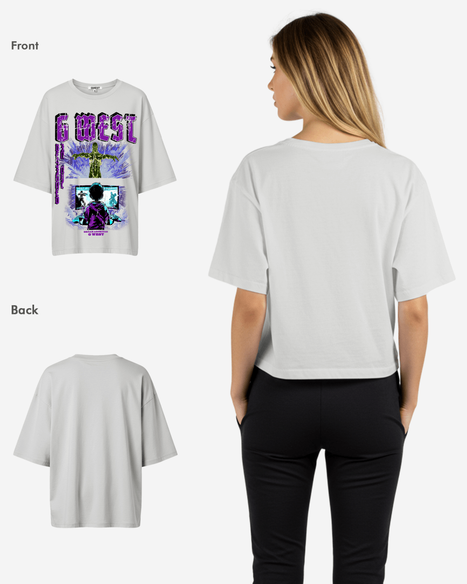 G West Game of G Baby Blue Black Oversized Tee - Women - G West