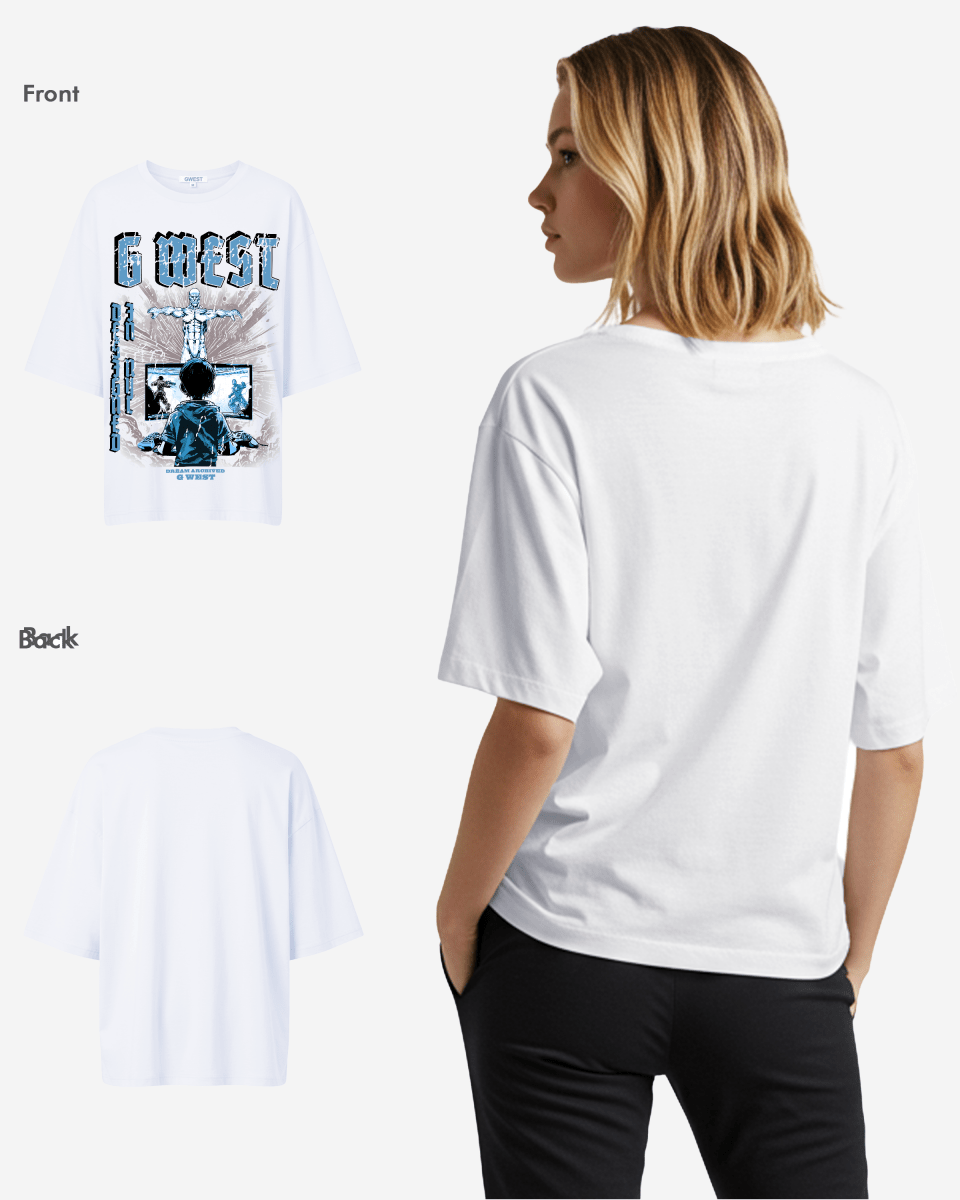 G West Game of G Baby Blue Black Oversized Tee - Women - G West