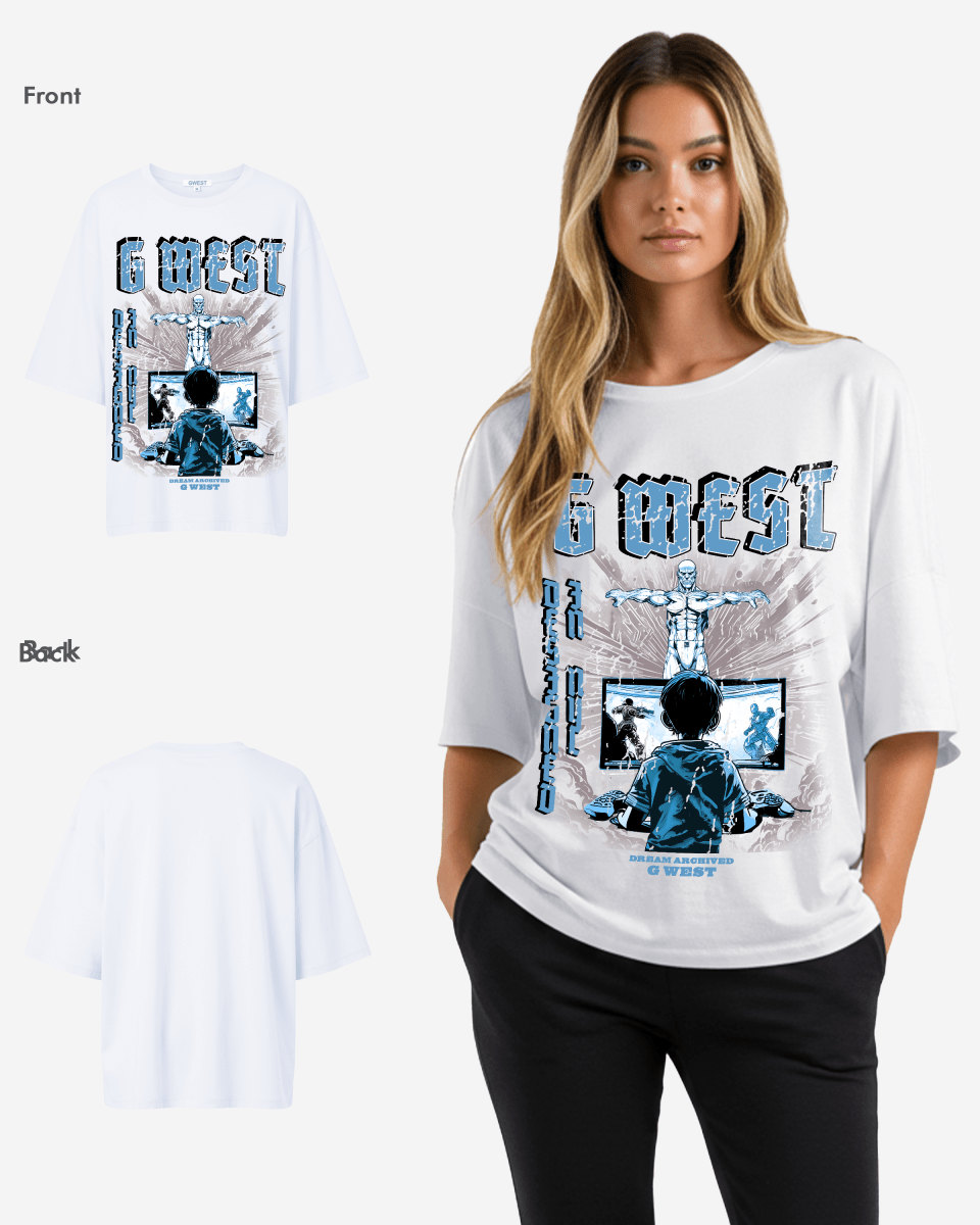 G West Game of G Baby Blue Black Oversized Tee - Women - G West