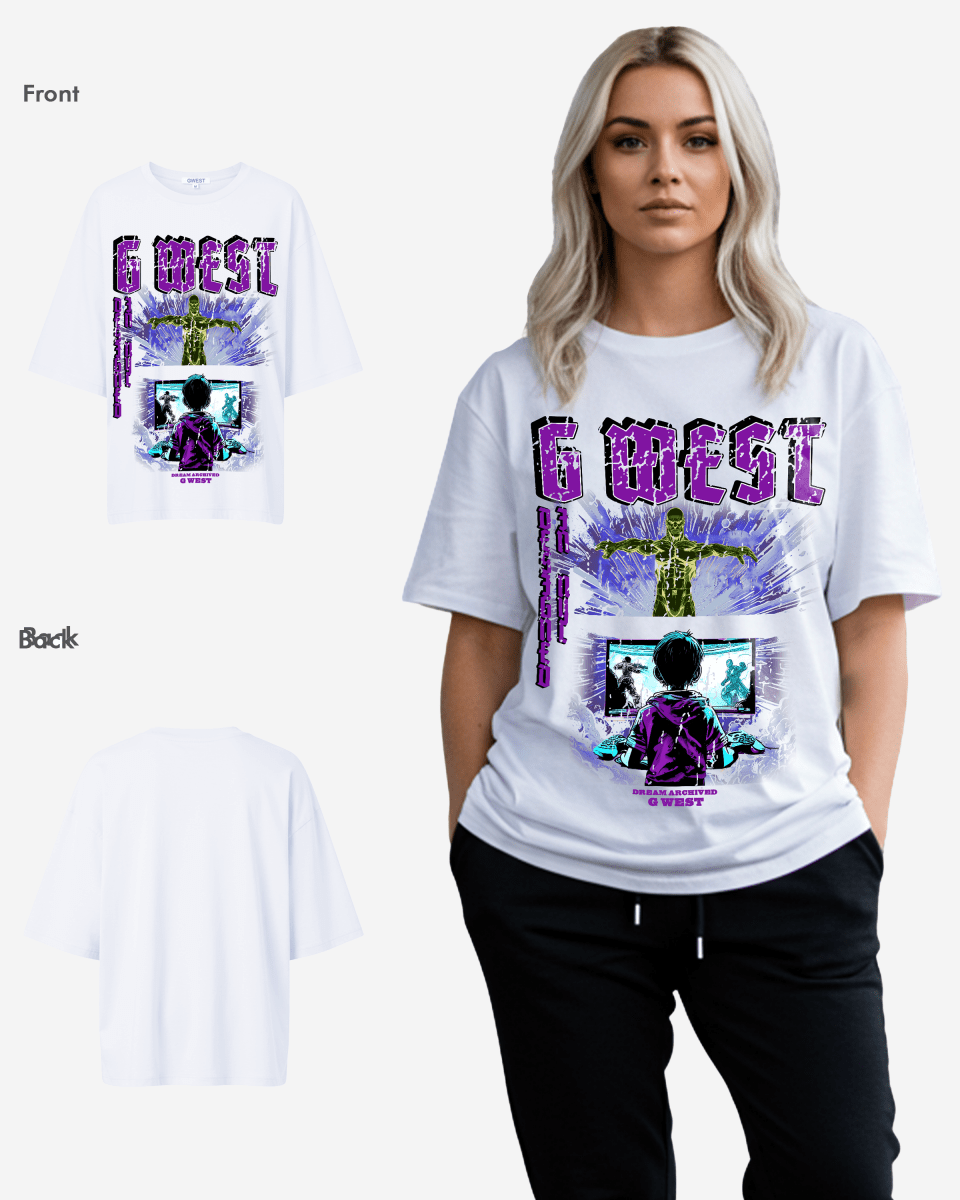 G West Game of G Baby Blue Black Oversized Tee - Women - G West