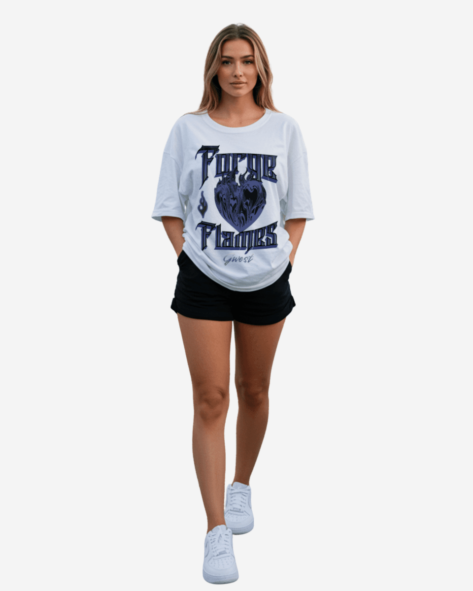 G West Heart Flames Oversized Women's T-Shirt - G West