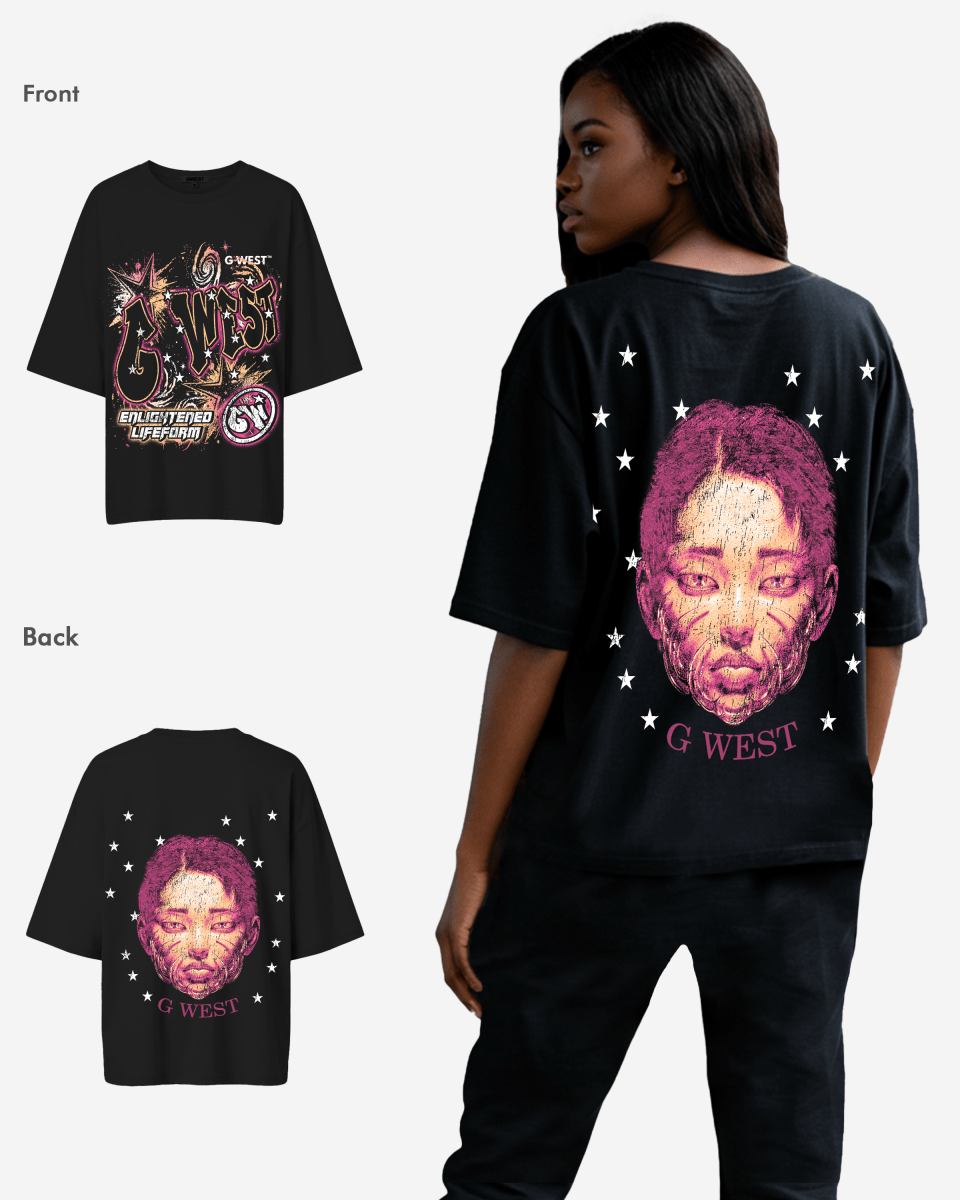 G West Illuminated Soul Double Hit Premium Oversized Tee Front And Back Print - WOMEN - G West