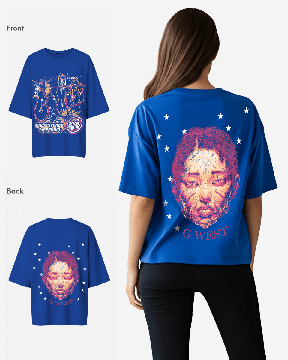 G West Illuminated Soul Double Hit Premium Oversized Tee Front And Back Print - WOMEN - G West