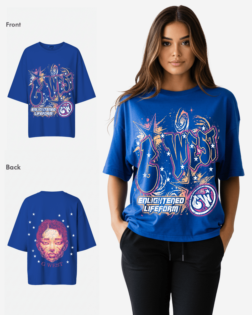 G West Illuminated Soul Double Hit Premium Oversized Tee Front And Back Print - WOMEN - G West