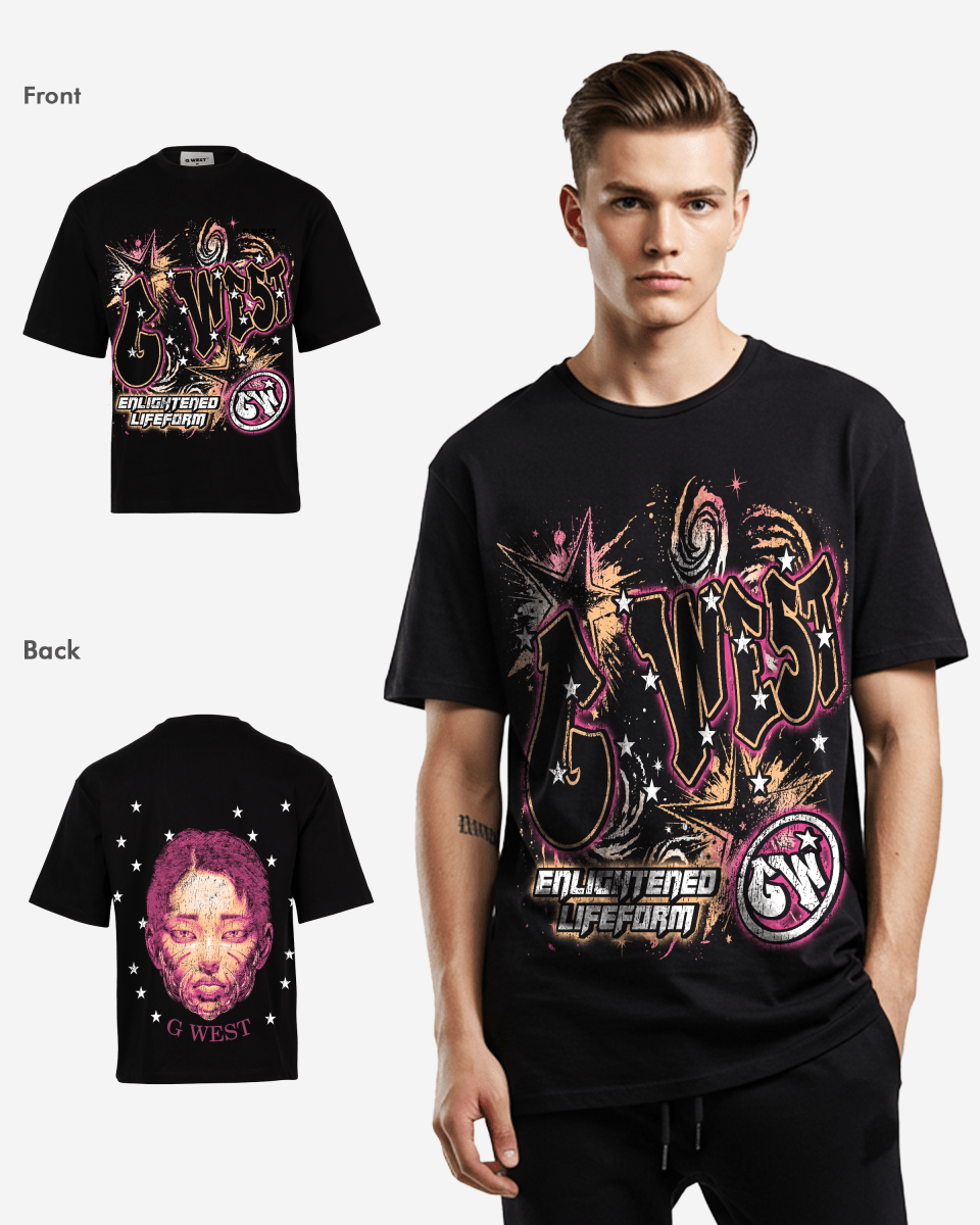 G West Illuminated Soul Double Hit Premium Oversized Tee Front And Back Print - G West