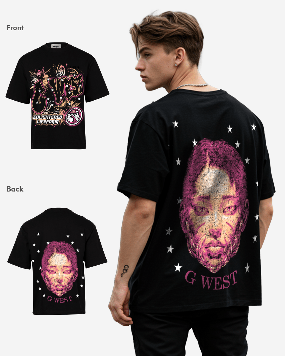G West Illuminated Soul Double Hit Premium Oversized Tee Front And Back Print - G West