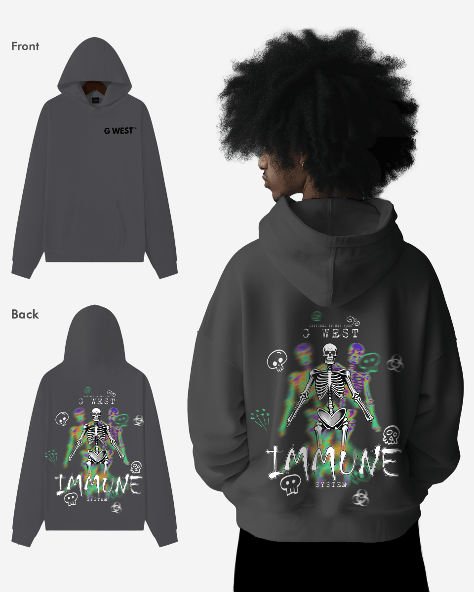 G West Imunne Skeleton Oversize Hoodie Mens Style - G West