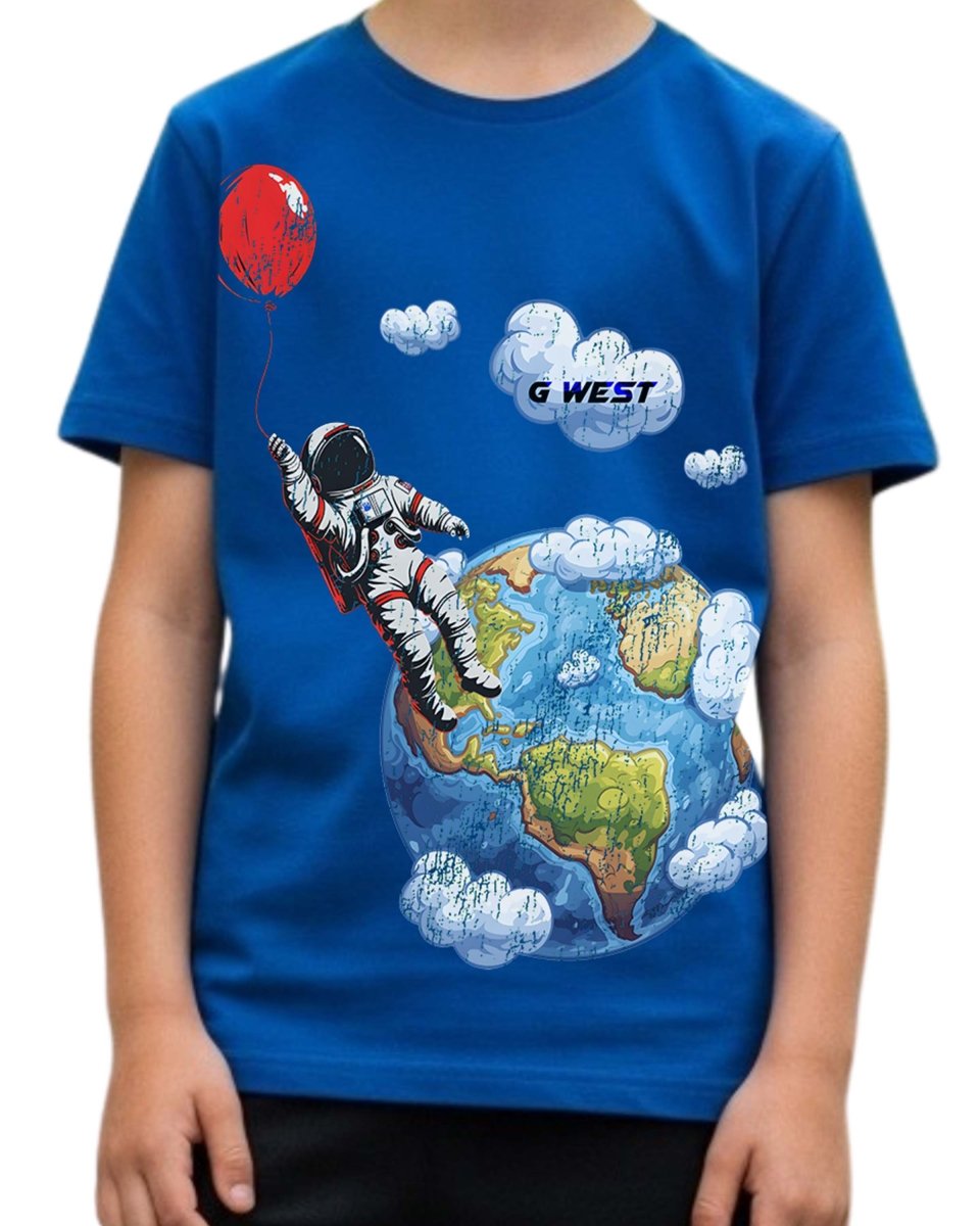 G West Kids Balloon Earth Royal T-Shirt Mens - G West