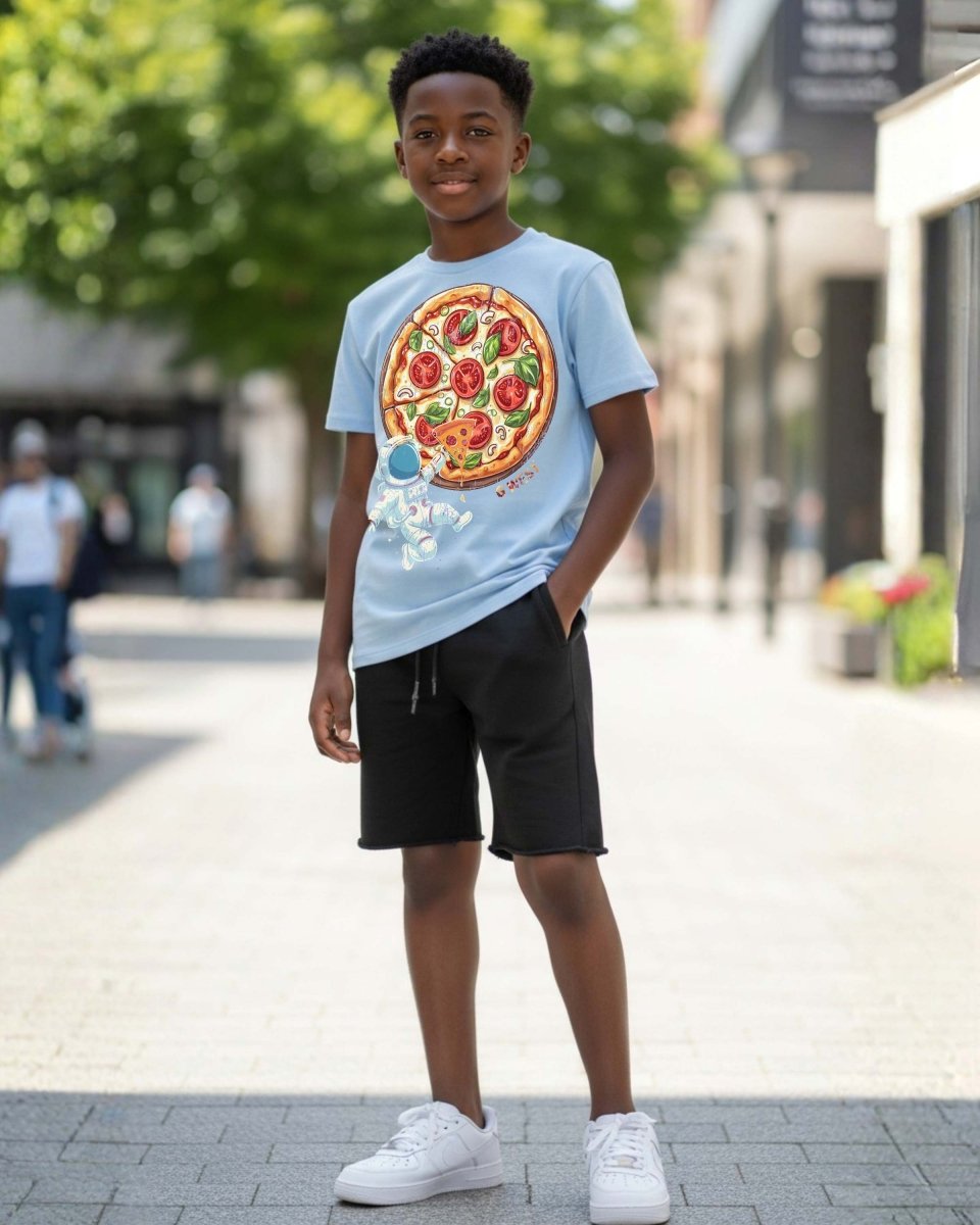 G West Kids Space Pizza Black Tee - Dtpbasty9067 - G West
