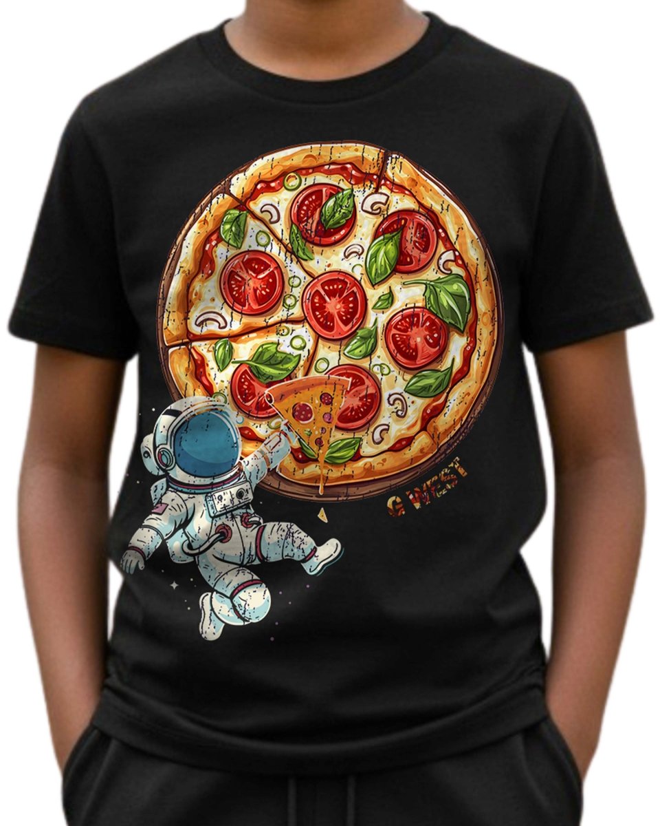 G West Kids Space Pizza Black Tee - Dtpbasty9067 - G West