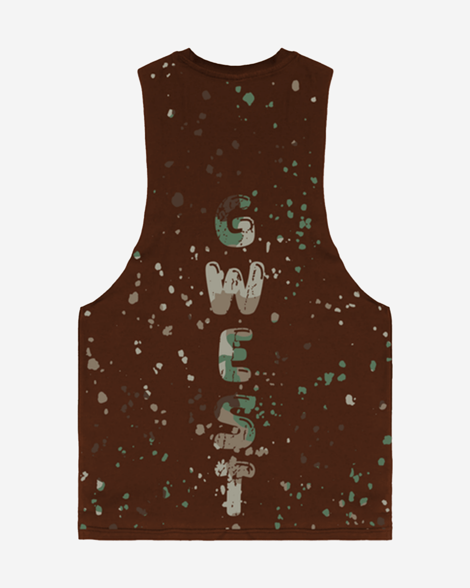 G WEST LOGO ARMY SPLATTRE BROWN TANKS - G West