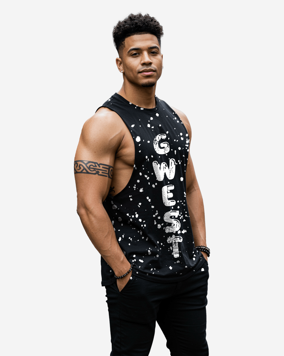 G WEST LOGO MENS BLACK TANKS - G West