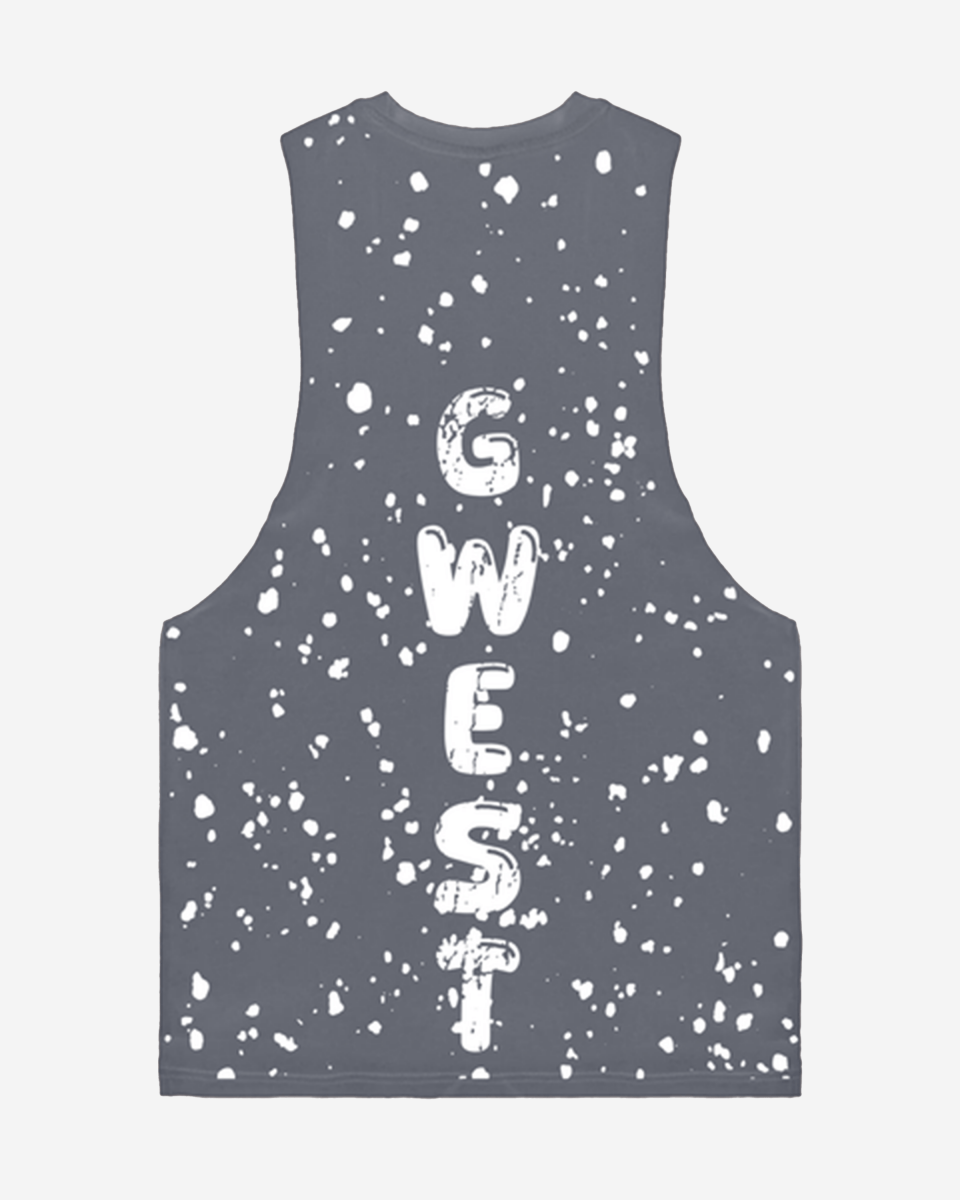 G WEST LOGO MENS GREY TANKS - G West