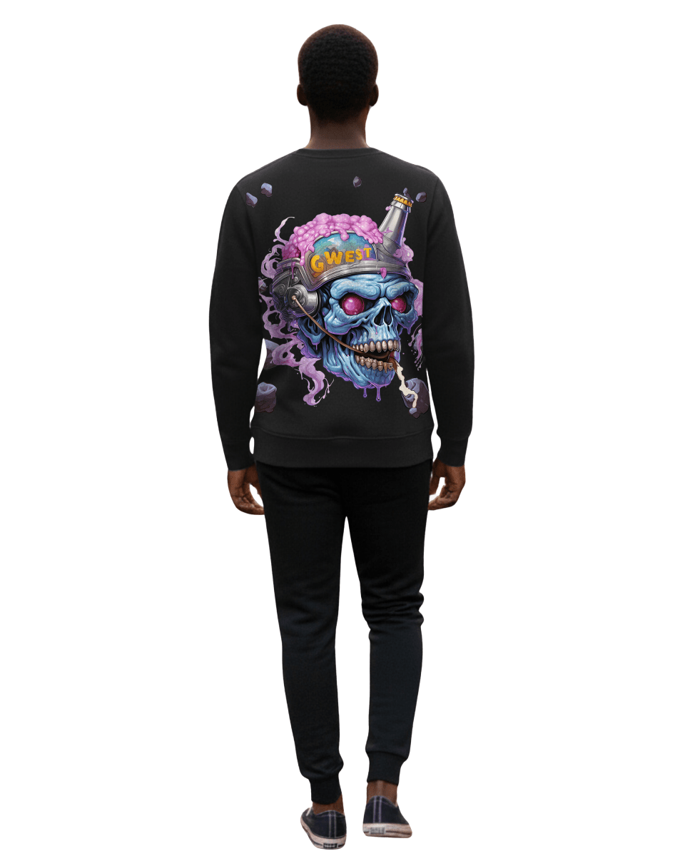 G West Men's Beer Helmet Zombie Heavy Premium Crewneck - G West