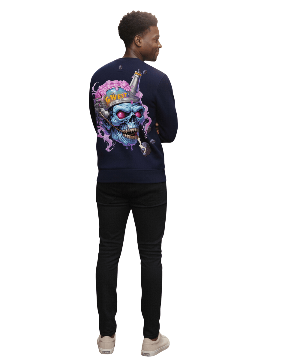 G West Men's Beer Helmet Zombie Heavy Premium Crewneck - G West