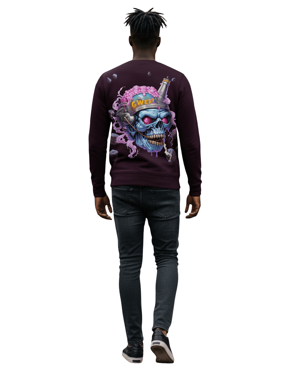 G West Men's Beer Helmet Zombie Heavy Premium Crewneck - G West
