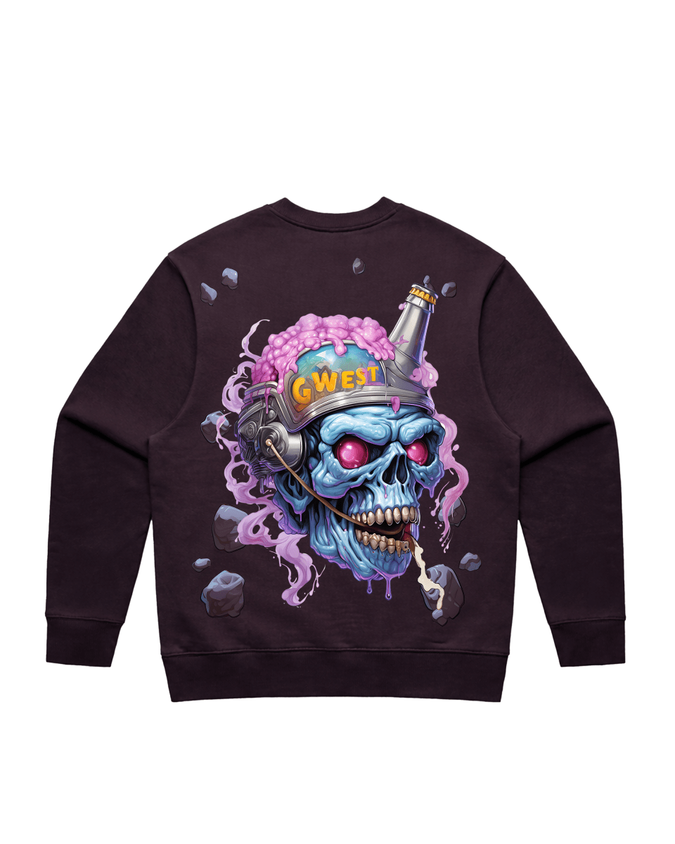 G West Men's Beer Helmet Zombie Heavy Premium Crewneck - G West