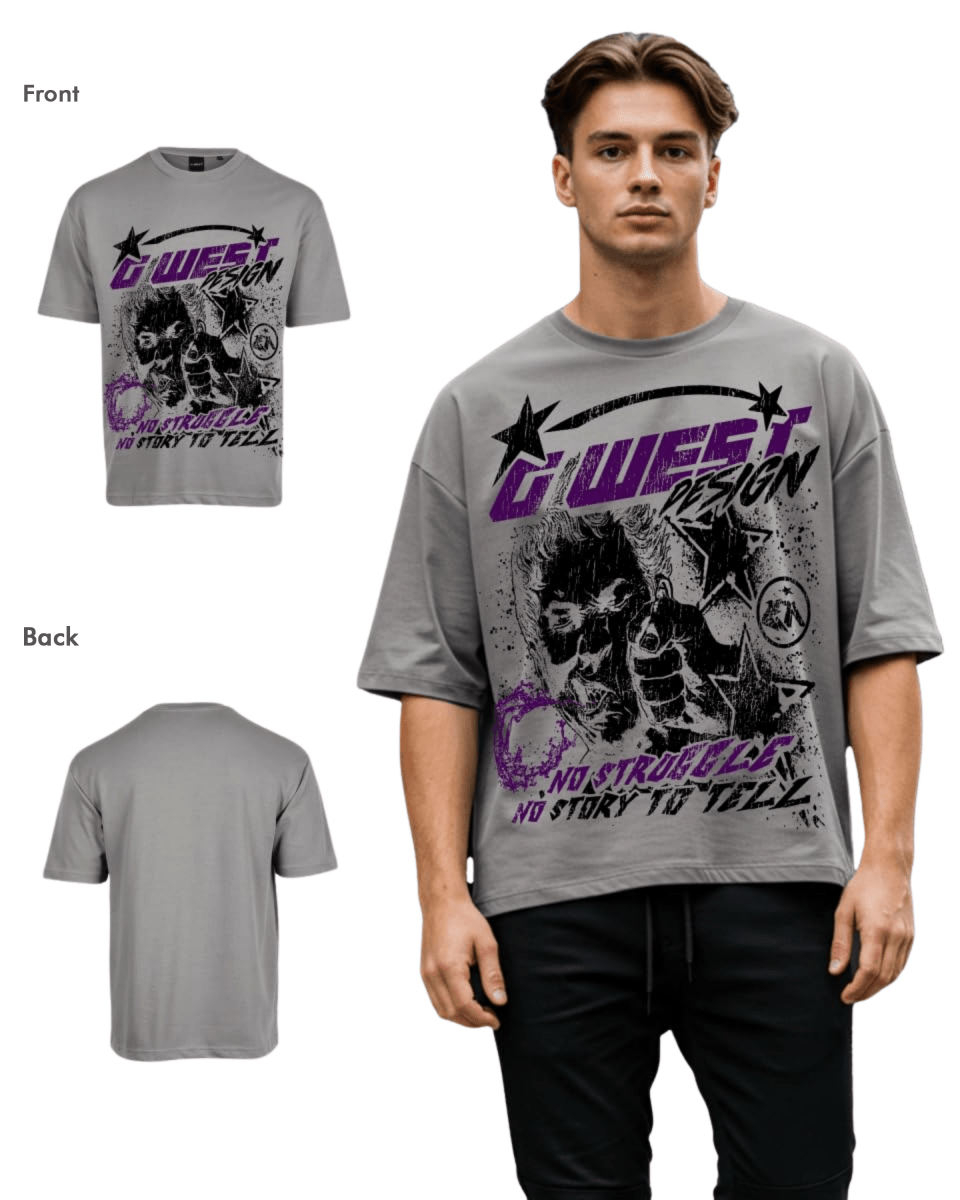 G West Mens No Struggle No Story Oversized Tee - G West