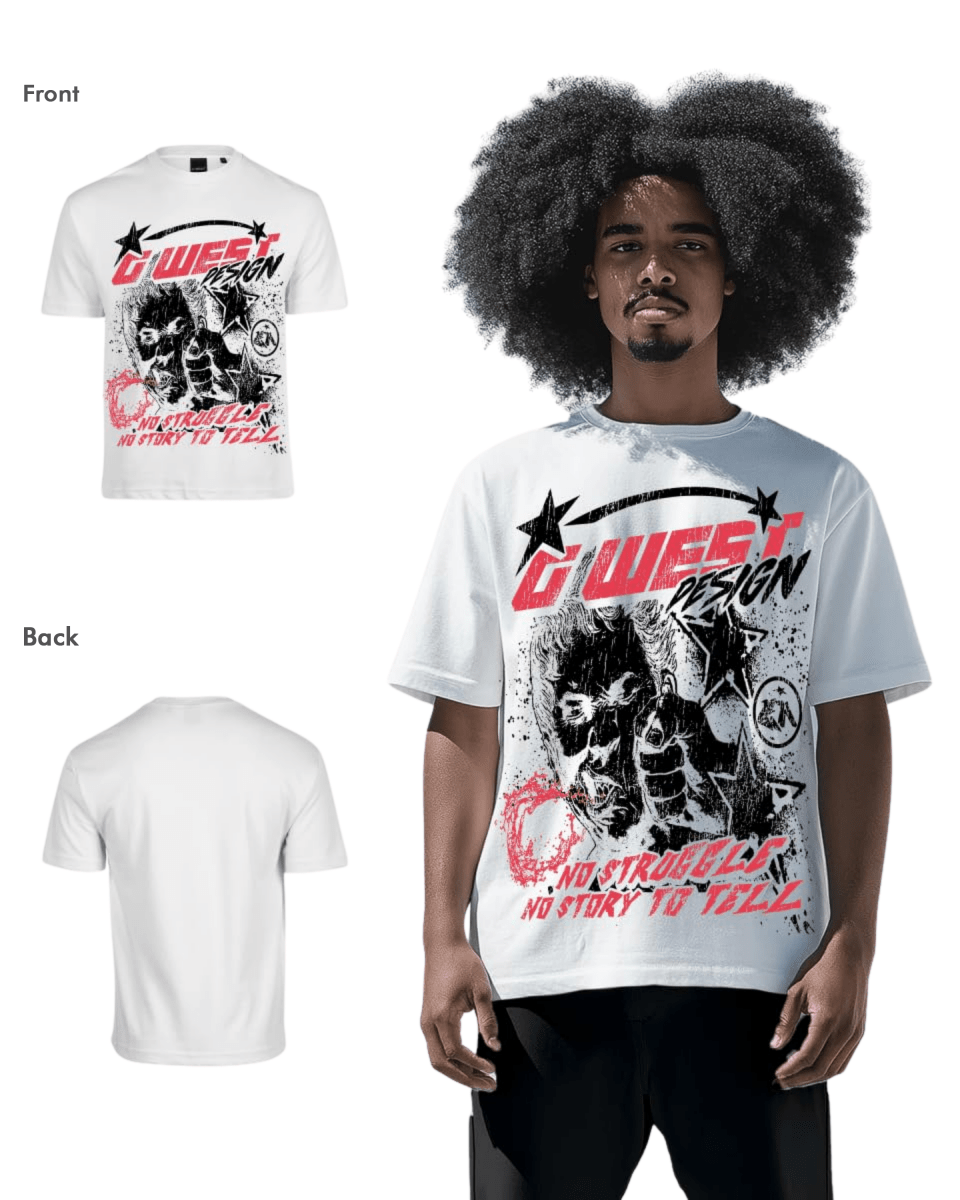 G West Mens No Struggle No Story Oversized Tee - G West