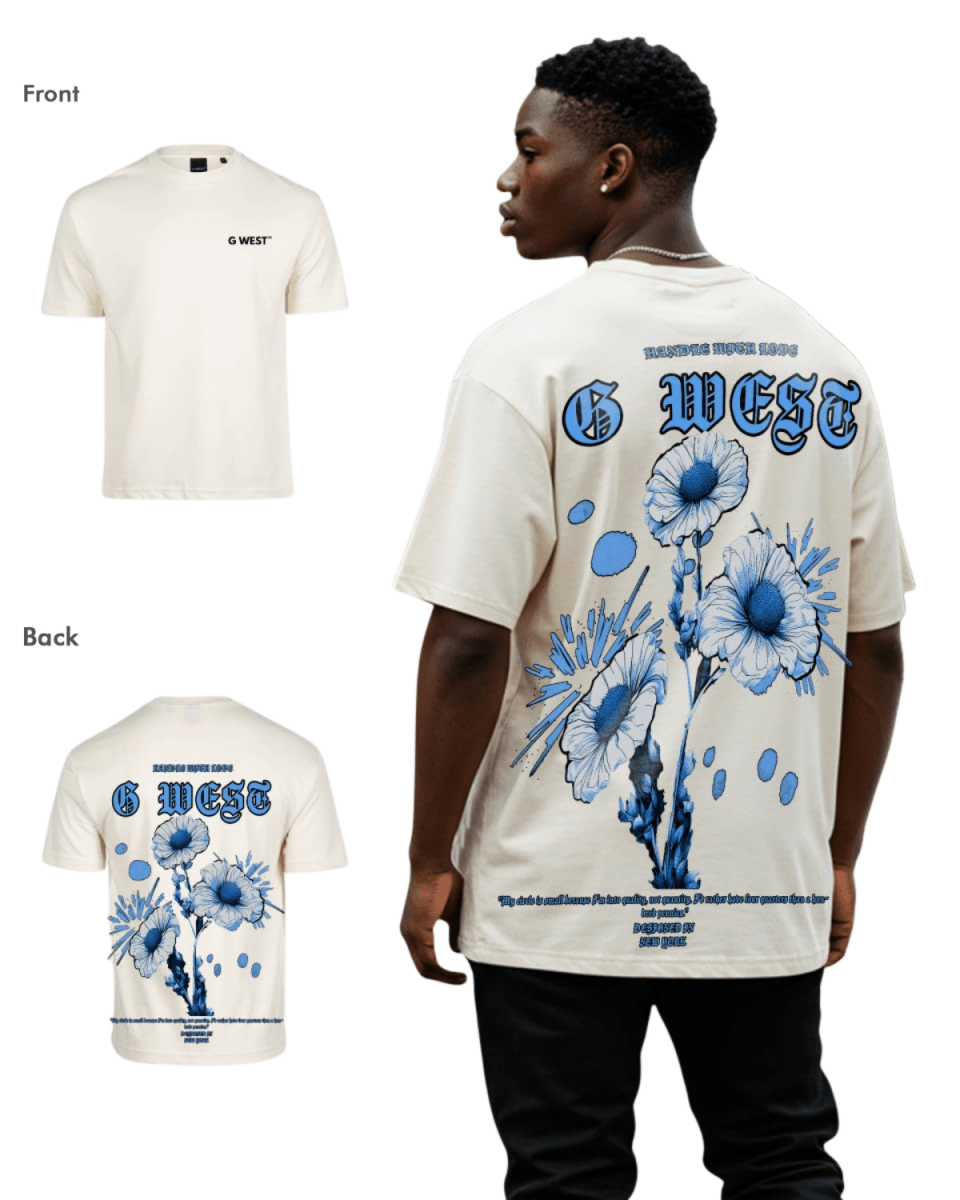 G West Mens Oversized Blue Garden Tee - G West