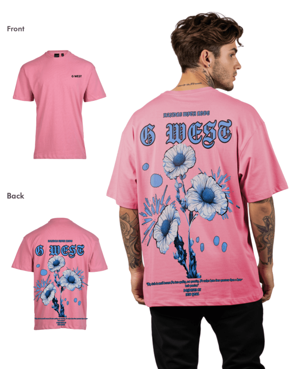 G West Mens Oversized Blue Garden Tee - G West