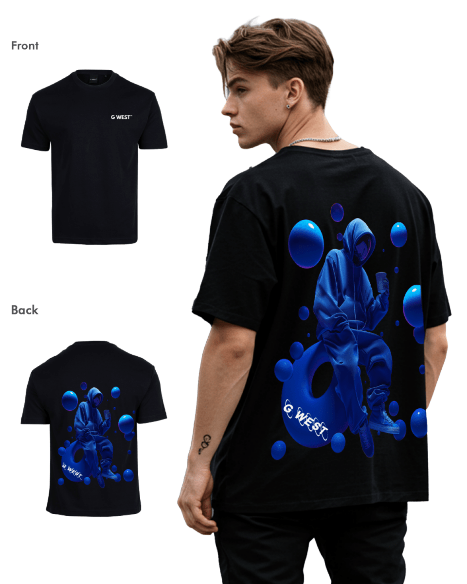 G West Mens Oversized Blue Man Tee - G West