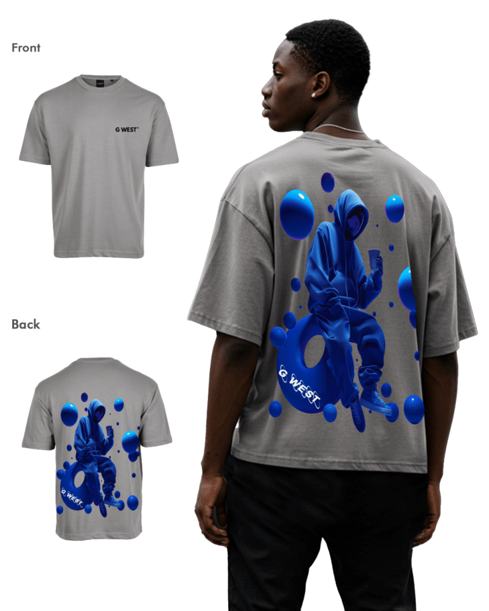 G West Mens Oversized Blue Man Tee - G West