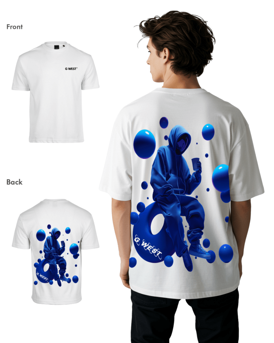 G West Mens Oversized Blue Man Tee - G West