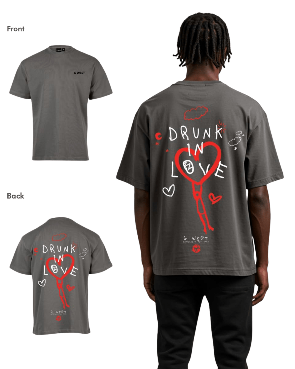 G West Mens Oversized Drunk In Love Tee - G West