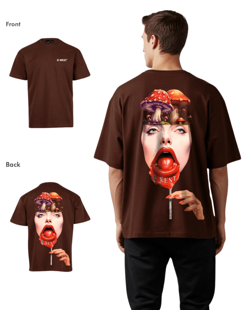 G West Mens Oversized Lollipop Mushroom Oversized Tee - G West