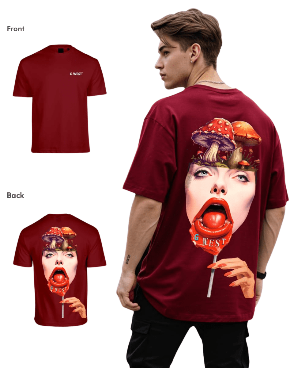G West Mens Oversized Lollipop Mushroom Oversized Tee - G West