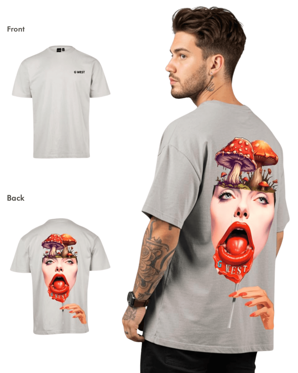 G West Mens Oversized Lollipop Mushroom Oversized Tee - G West
