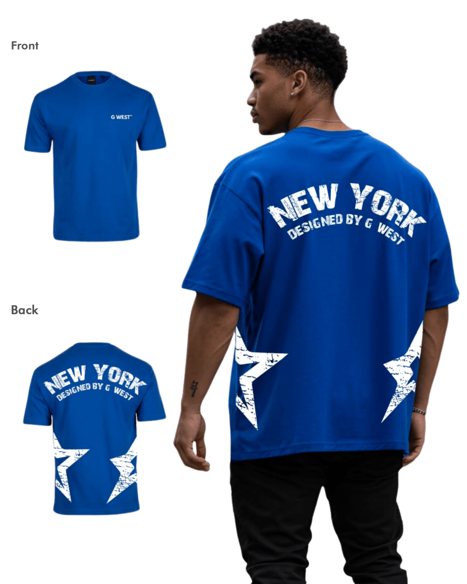 G West Mens Oversized New York Arch Logo Tee Gwdtfl9053 - 2 Colors - G West