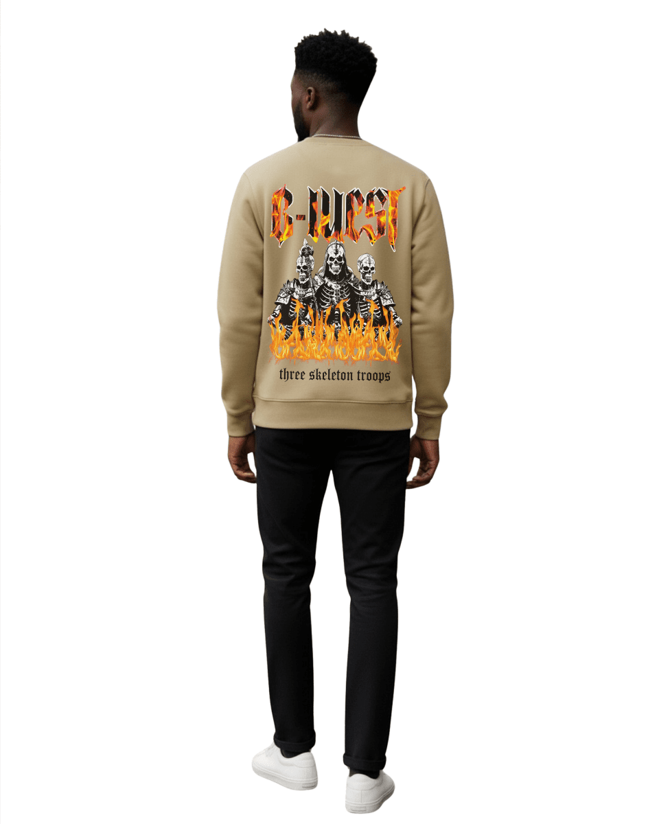 G West Men's Tri Skeleton Fleece Crewneck With Invisible Zippers - G West