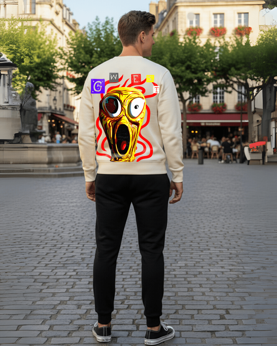 G West Men's Yellow Face Heavy Premium Crewneck - G West