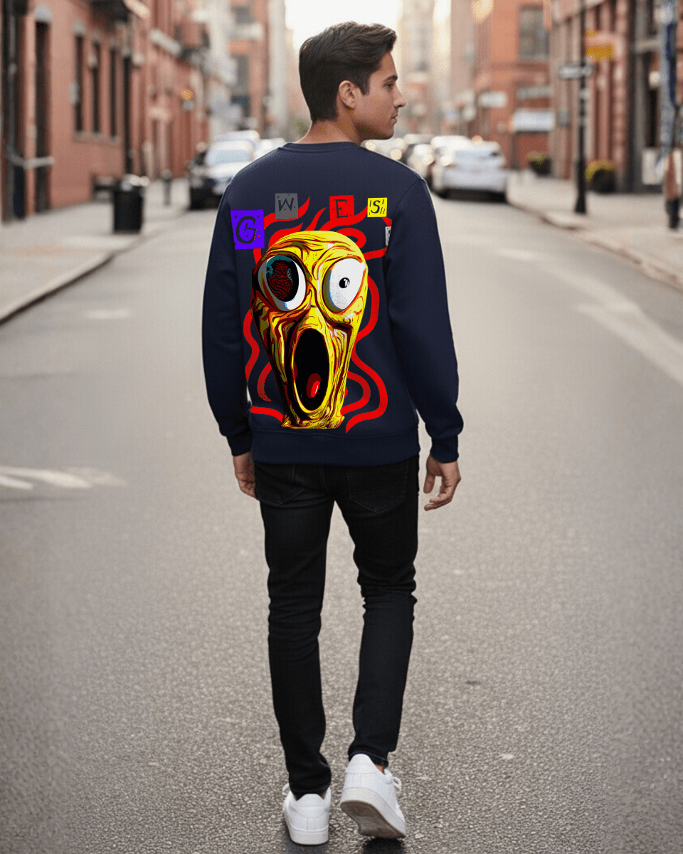 G West Men's Yellow Face Heavy Premium Crewneck - G West