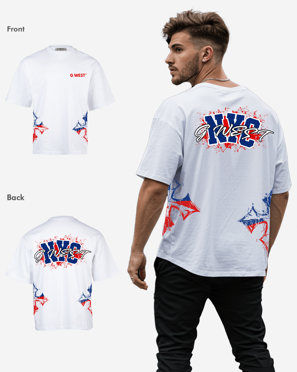 G West Nyc Blood Arch Logo Oversized T-Shirts - G West